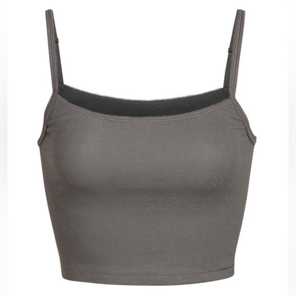 Skims Pointelle Logo Tank Top - Slate - 4x - Picture 2 of 7